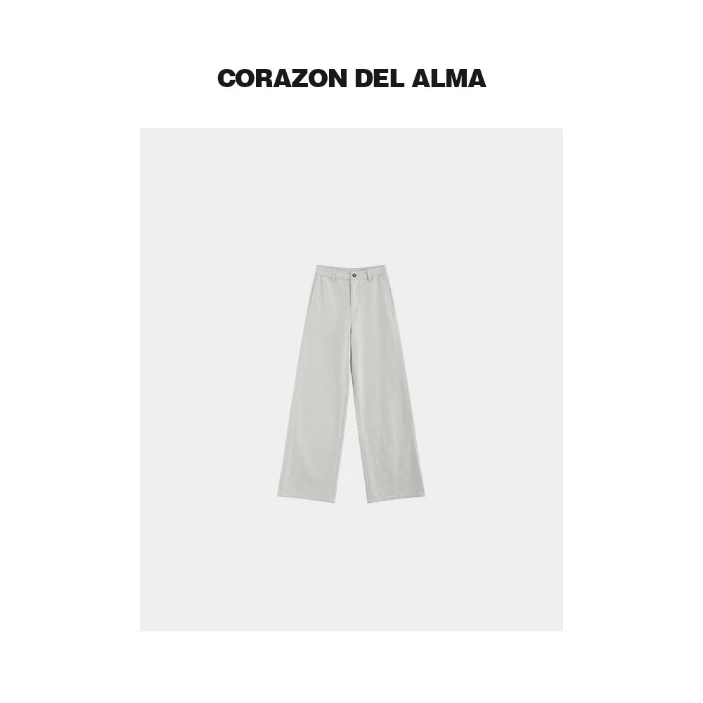 【白沙】亲肤软垂天然棉籽水洗松弛感显腿长百搭直筒牛仔裤-F77044