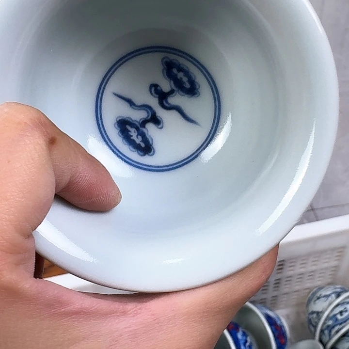 瓷片青花穿云龙大压手杯
