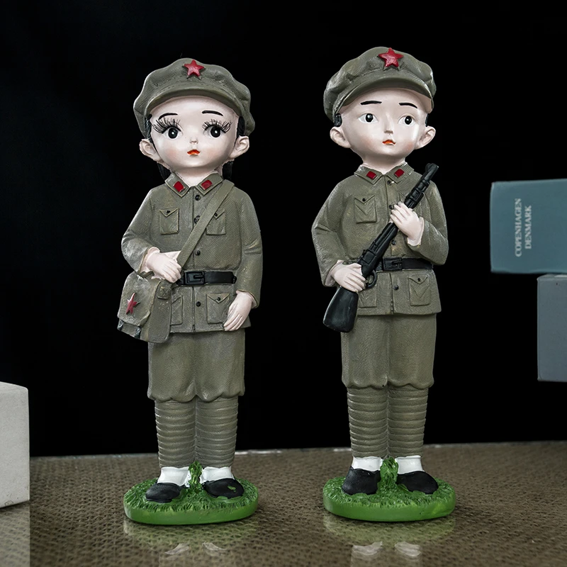 创意可爱军旅红军摆件旅游树脂装饰工艺品景区货源入伍退伍等礼物