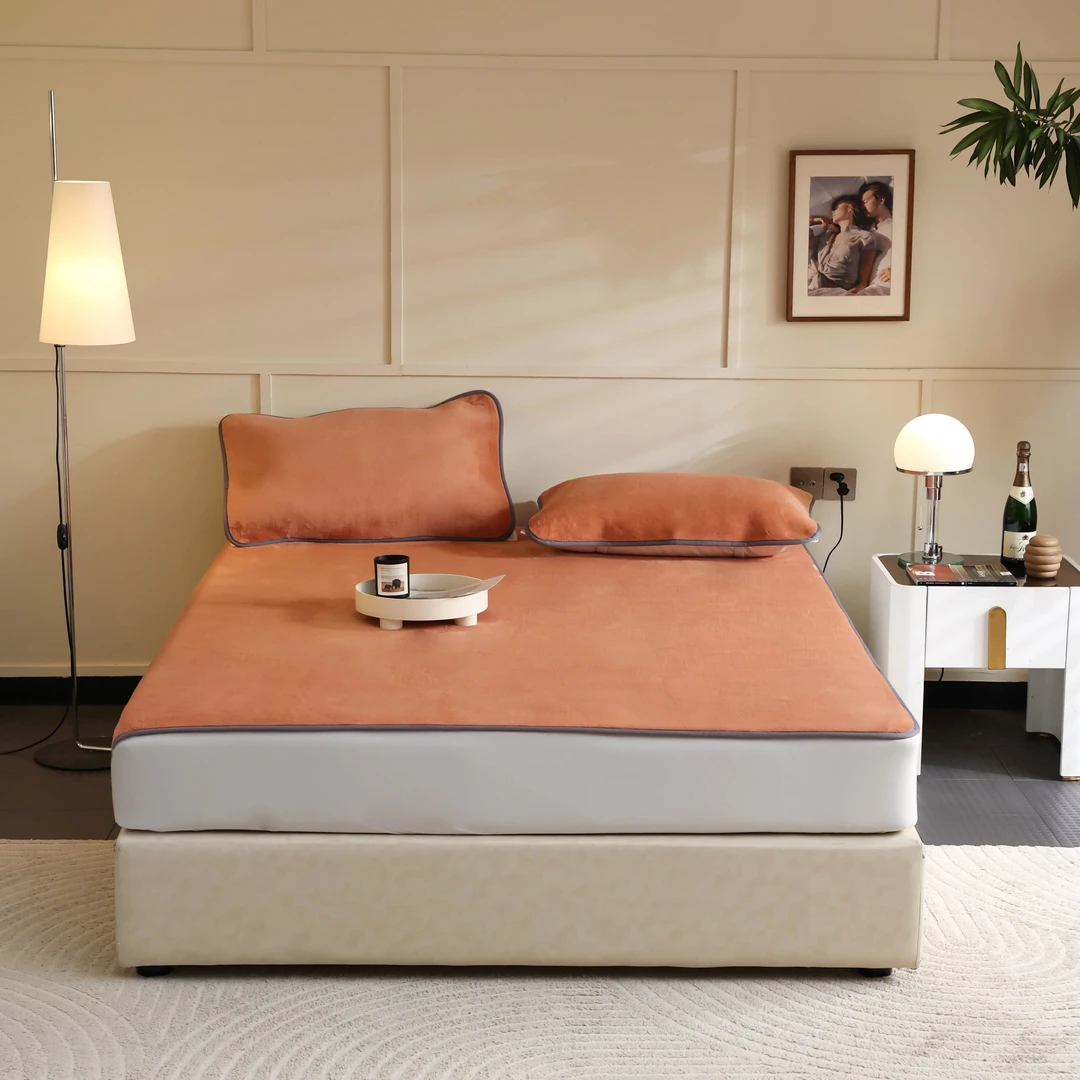 超柔舒肤牛奶绒床笠枕套套件加厚家用防滑床