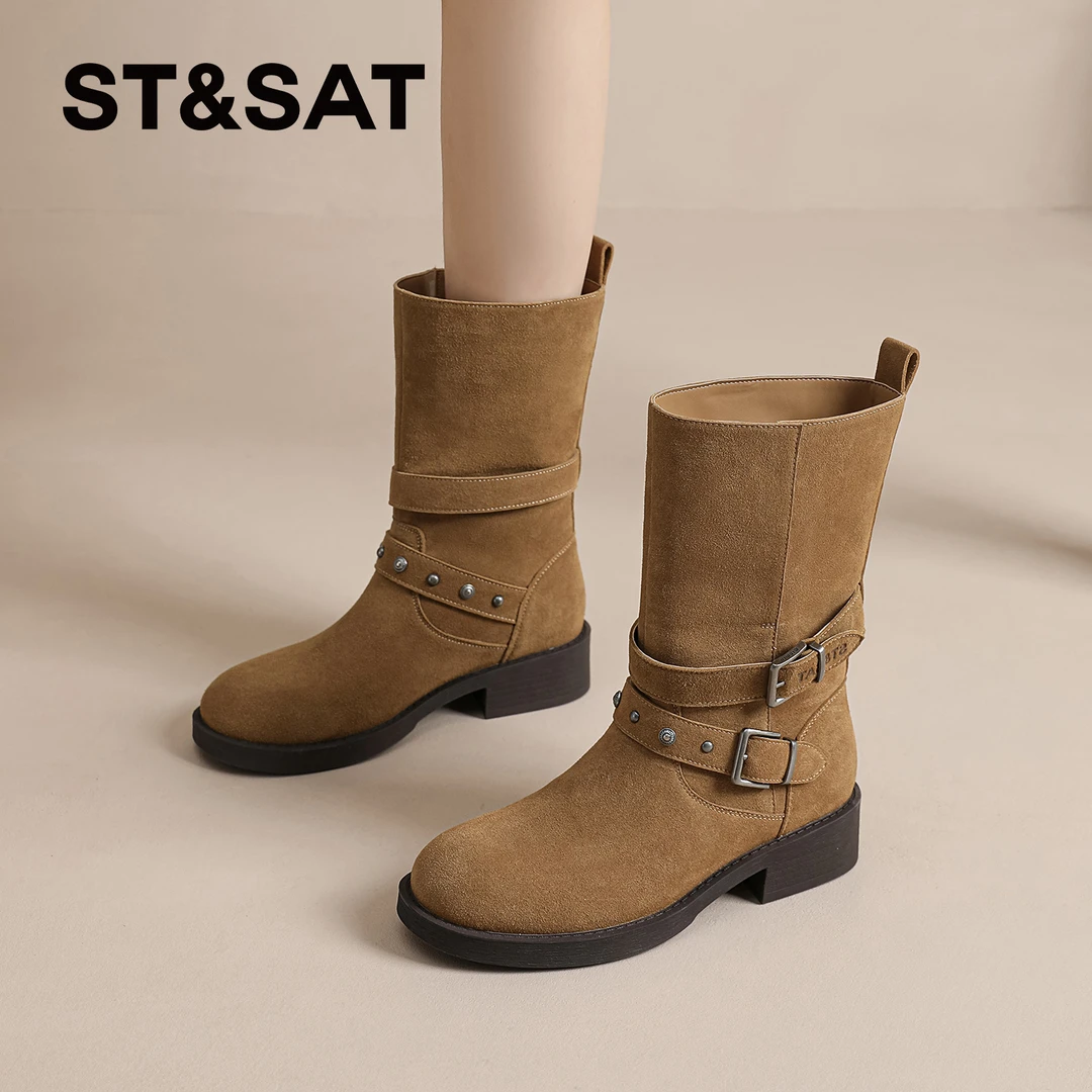 星期六加绒马丁靴女2025冬季复古百搭时装靴厚底增高超火小短靴女