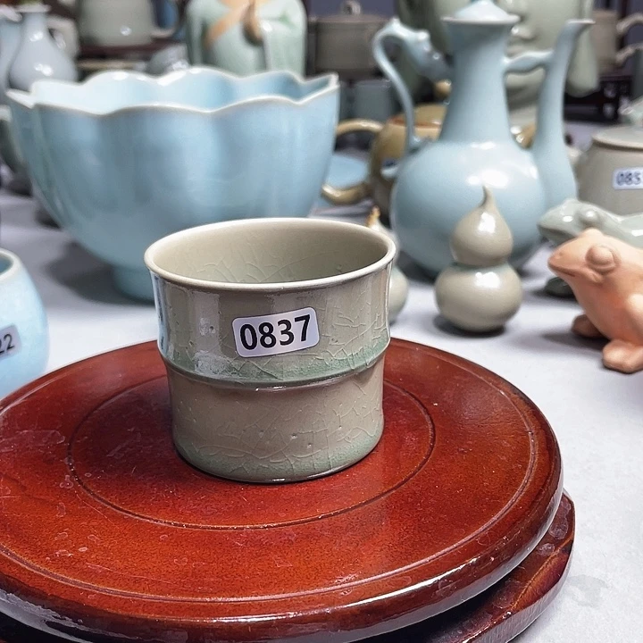 0837柴烧竹节杯仿古釉