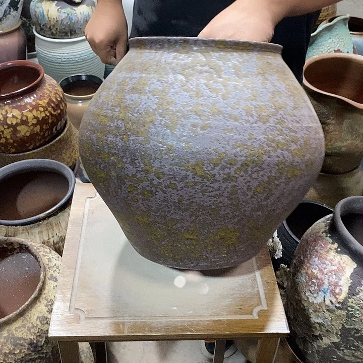 紫砂花盆口19高度28铁锈88