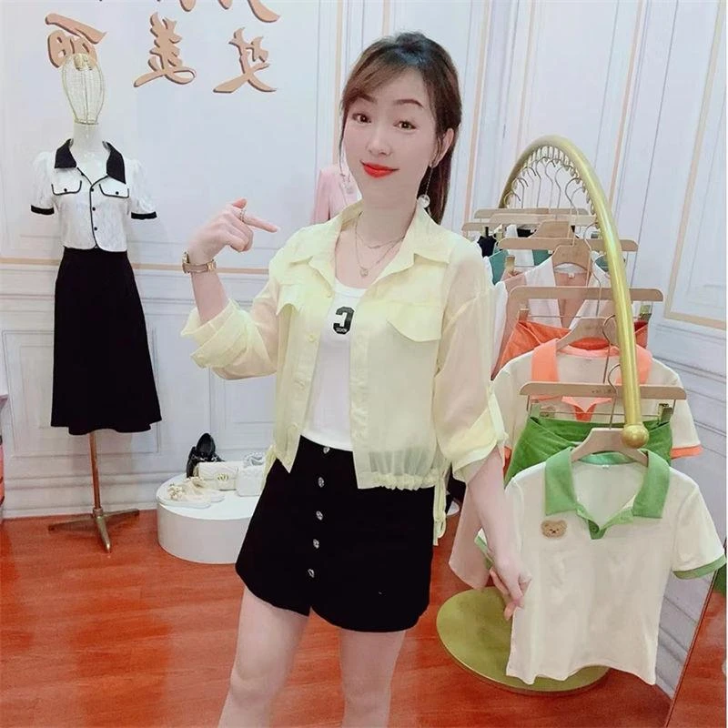 防晒衣女外穿两件套2025夏天爆款时尚抽绳绑带洋气背心配长袖衬衫