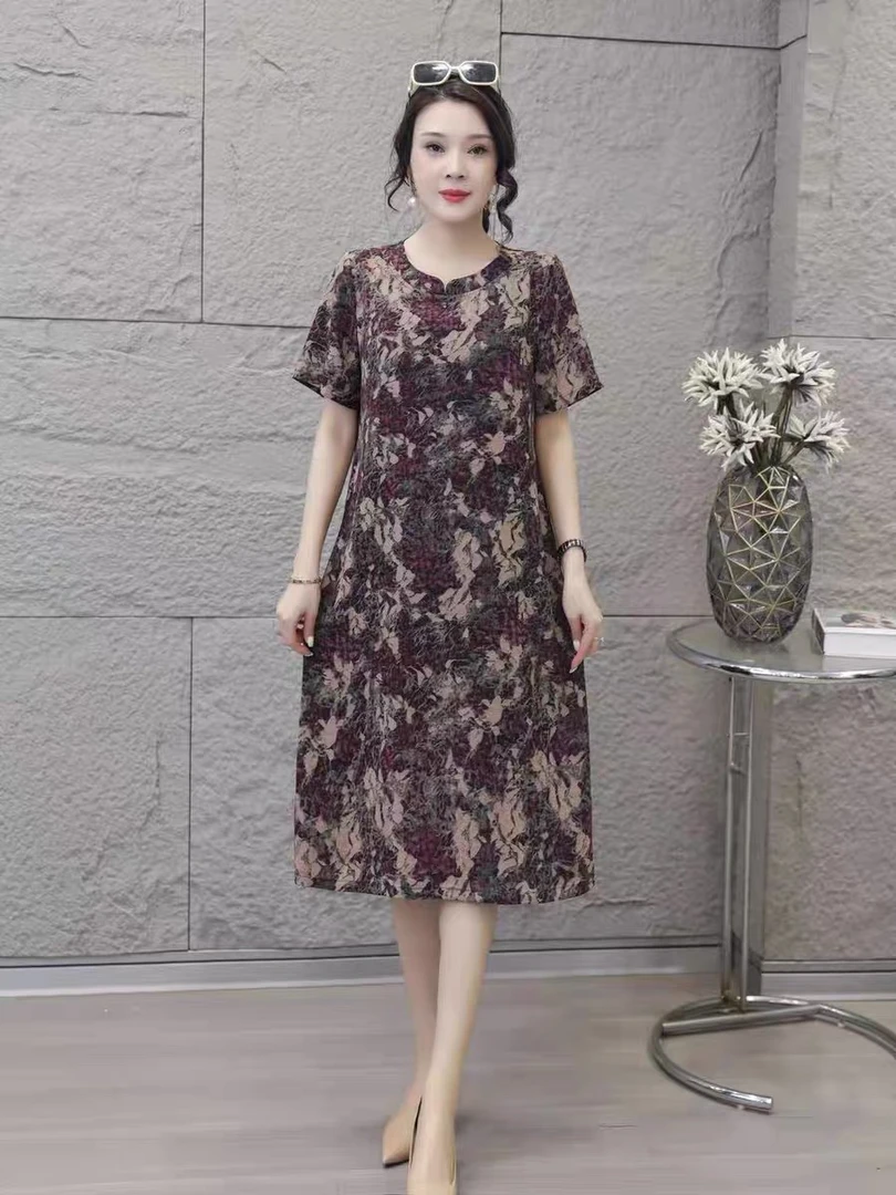 8885夏季连衣裙中年妈妈显瘦连衣裙中老年女装气质妈妈装