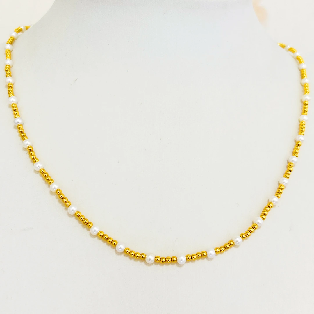 足金999 光珠珍珠 项链 素链5G工艺黄金