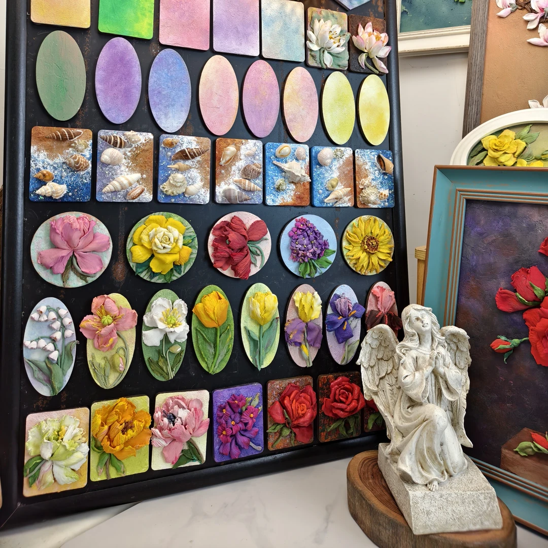 原创作品浮雕刮刀装饰画冰箱贴（原创作品默认微瑕，不退不换）