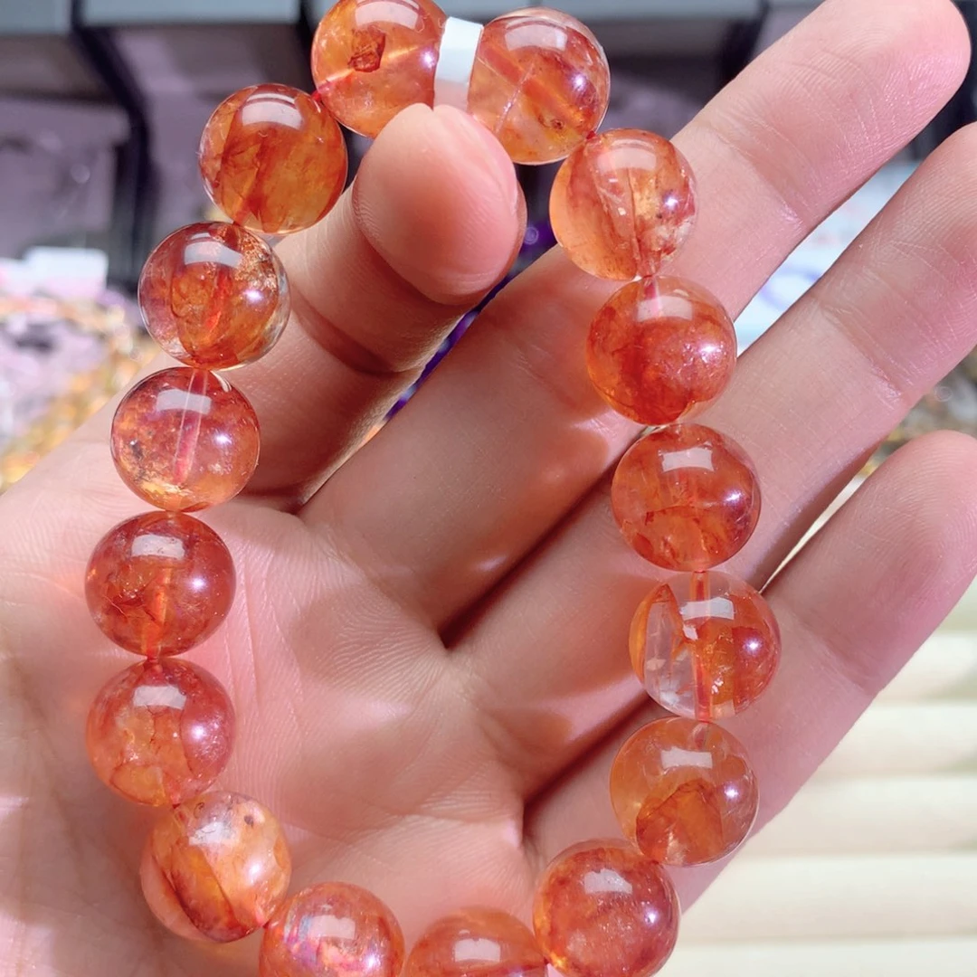 水晶手串未镶嵌Q***.红胶花手链13