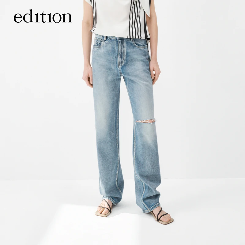 【王雪糕专属】edition土耳其棉破洞牛仔裤女#EBC2JEN009