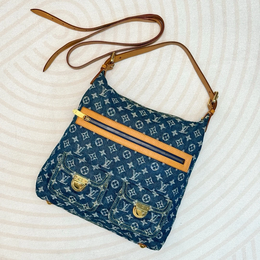 95新 LouisVuitton/路易威登 蓝色丹宁牛仔baggy大号/638797430