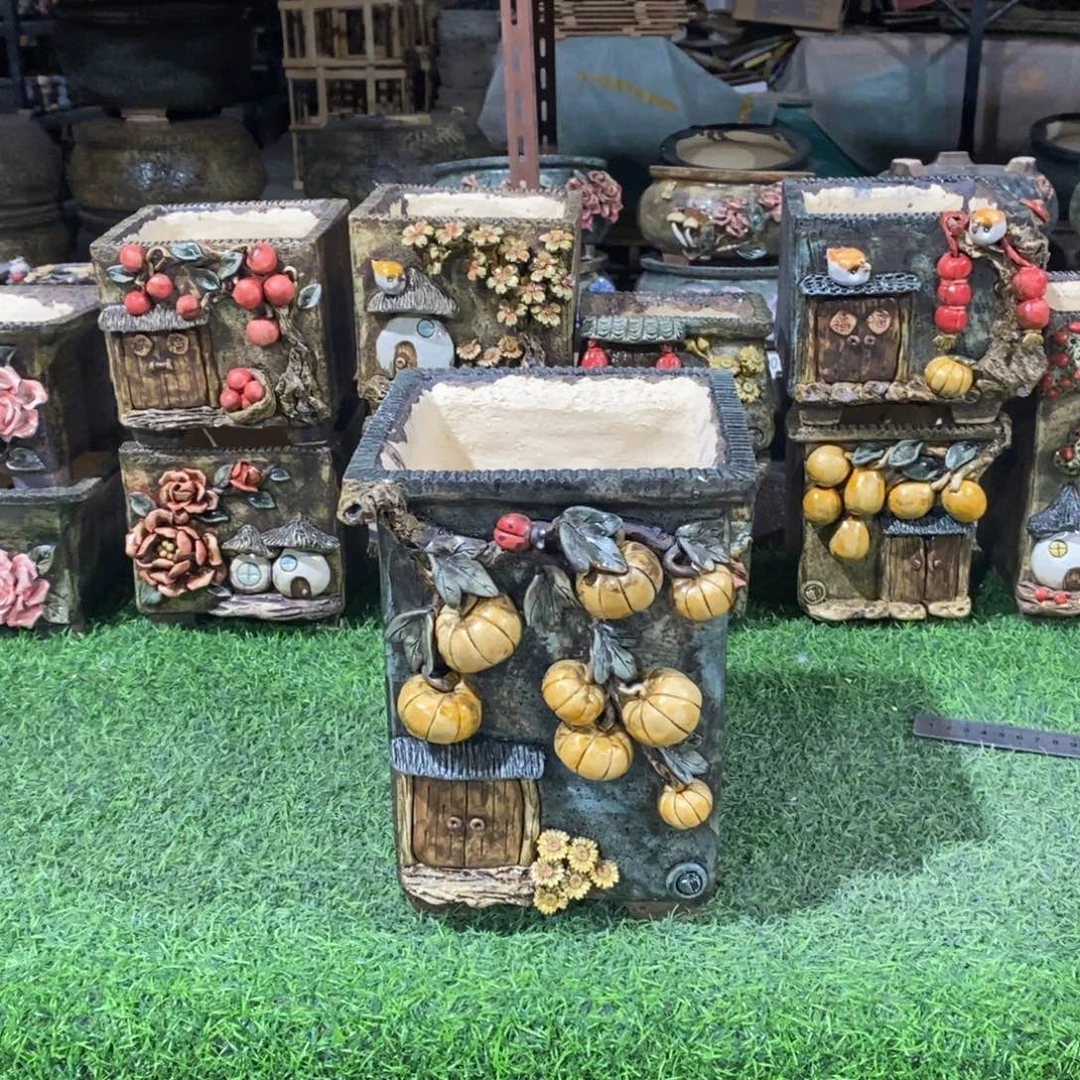 红陶青藤花器多肉花盆