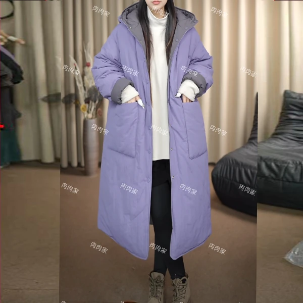 肉肉 秋冬双面穿高级显瘦加厚百搭宽松时尚棉服外套保暖17