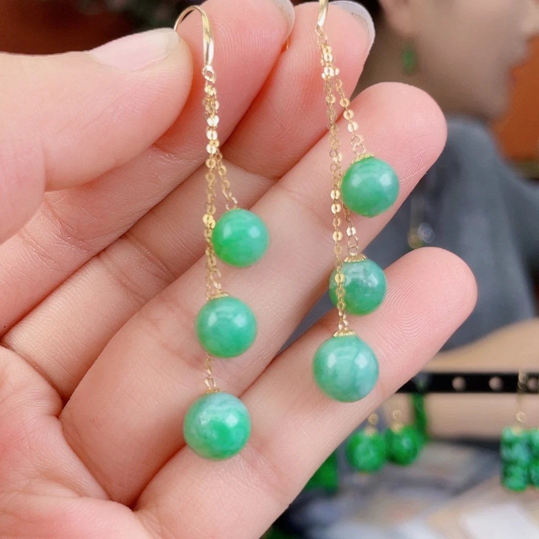 翡翠18K金镶嵌耳饰