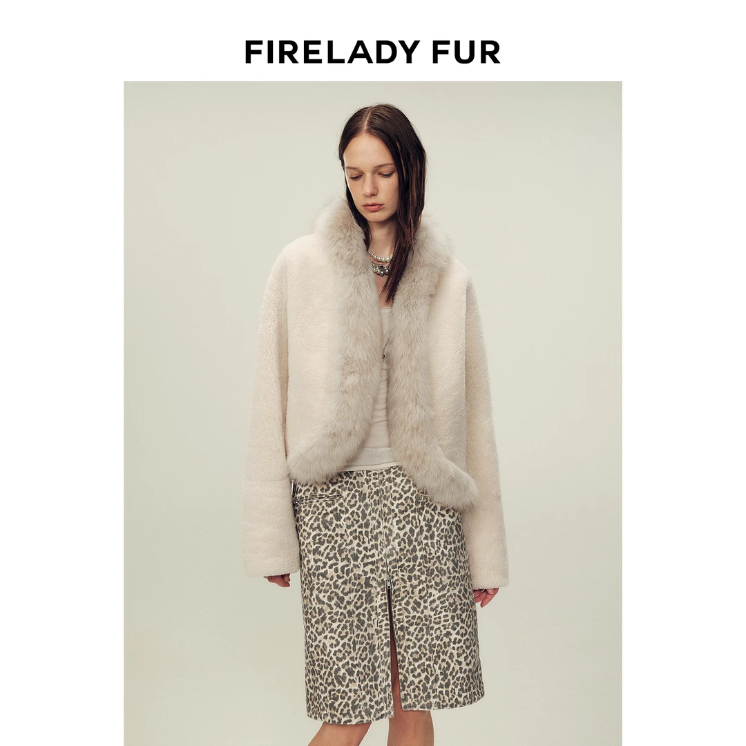 付智恩 柏林雪夜 美利奴拼接狐狸毛皮草外套冬