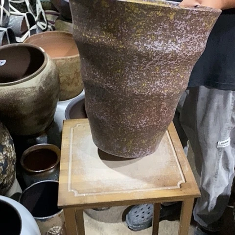 紫砂花盆口30高度31铁锈