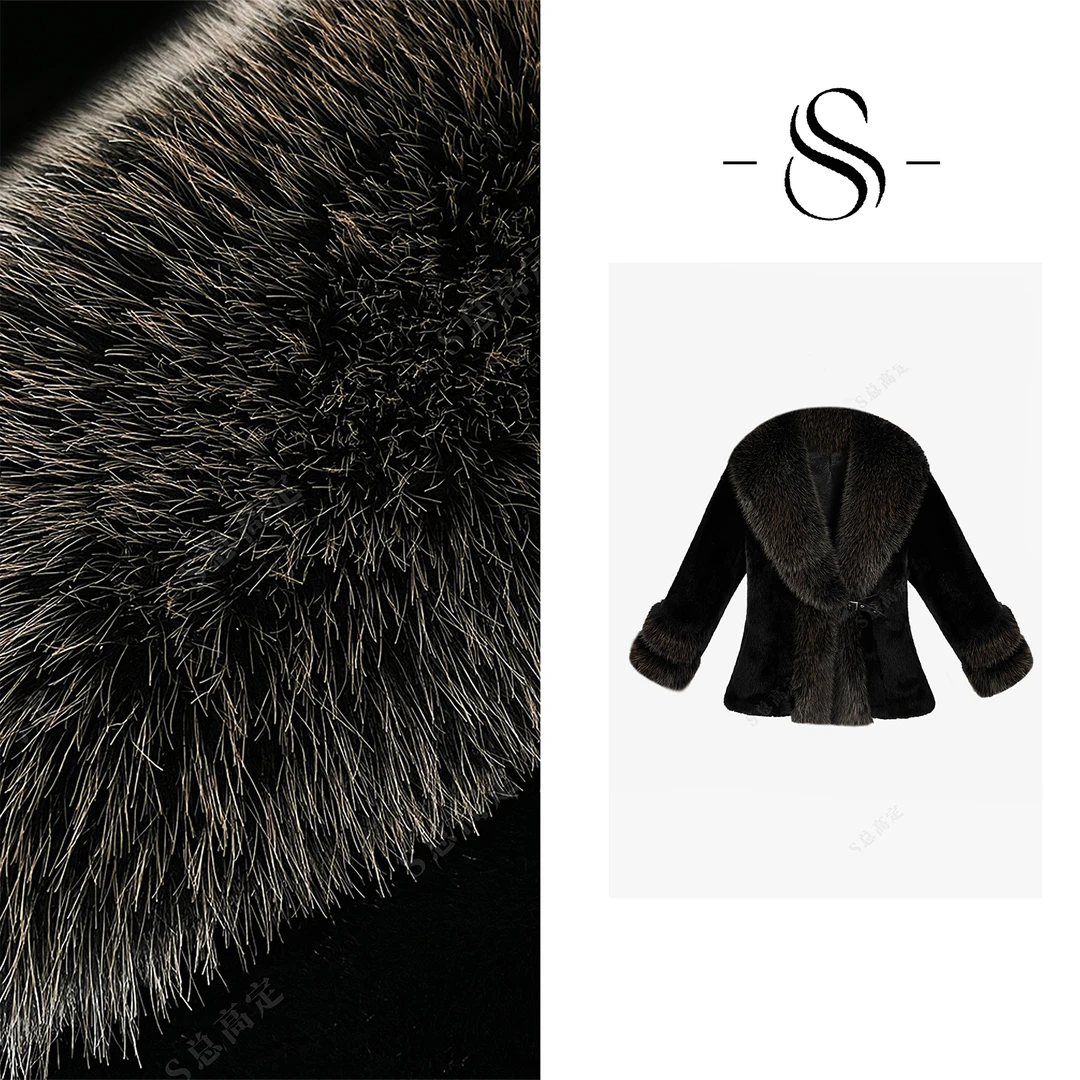 【莎总专属】冬季新款黑金大翻领加厚保暖束腰显瘦百搭外套D0396