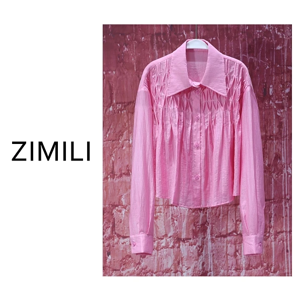 【亮哥女装】2025玫粉色肌理感时尚休闲衬衫9267