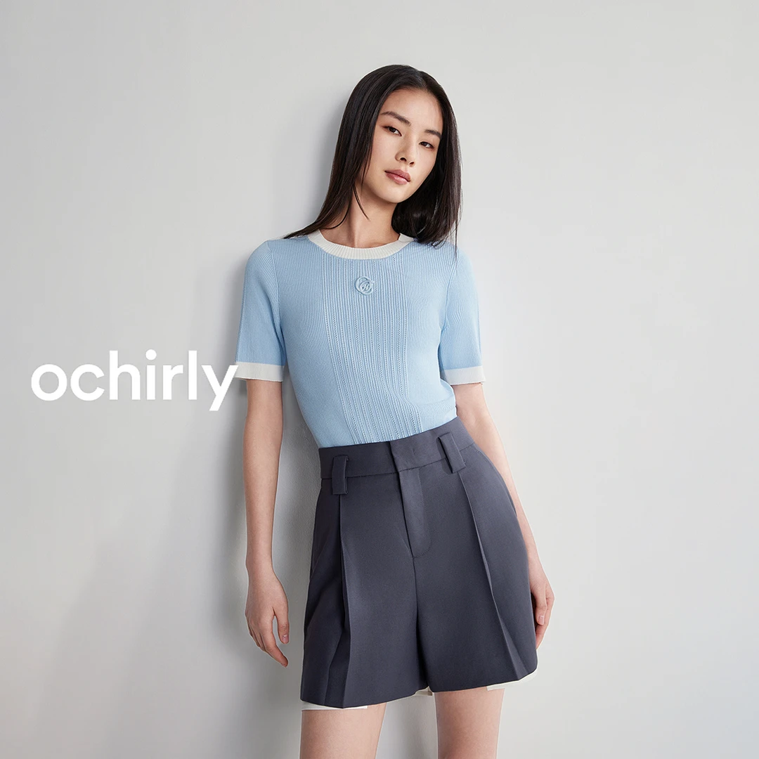 冰爽丝氧气衫ochirly欧时力短袖针织衫女凉感透气尤莱特