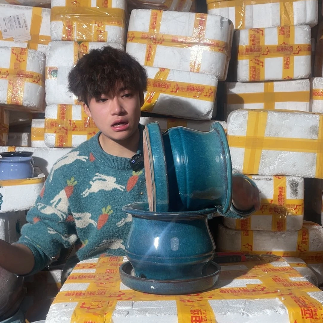 红陶宜兴紫砂花盆17/14