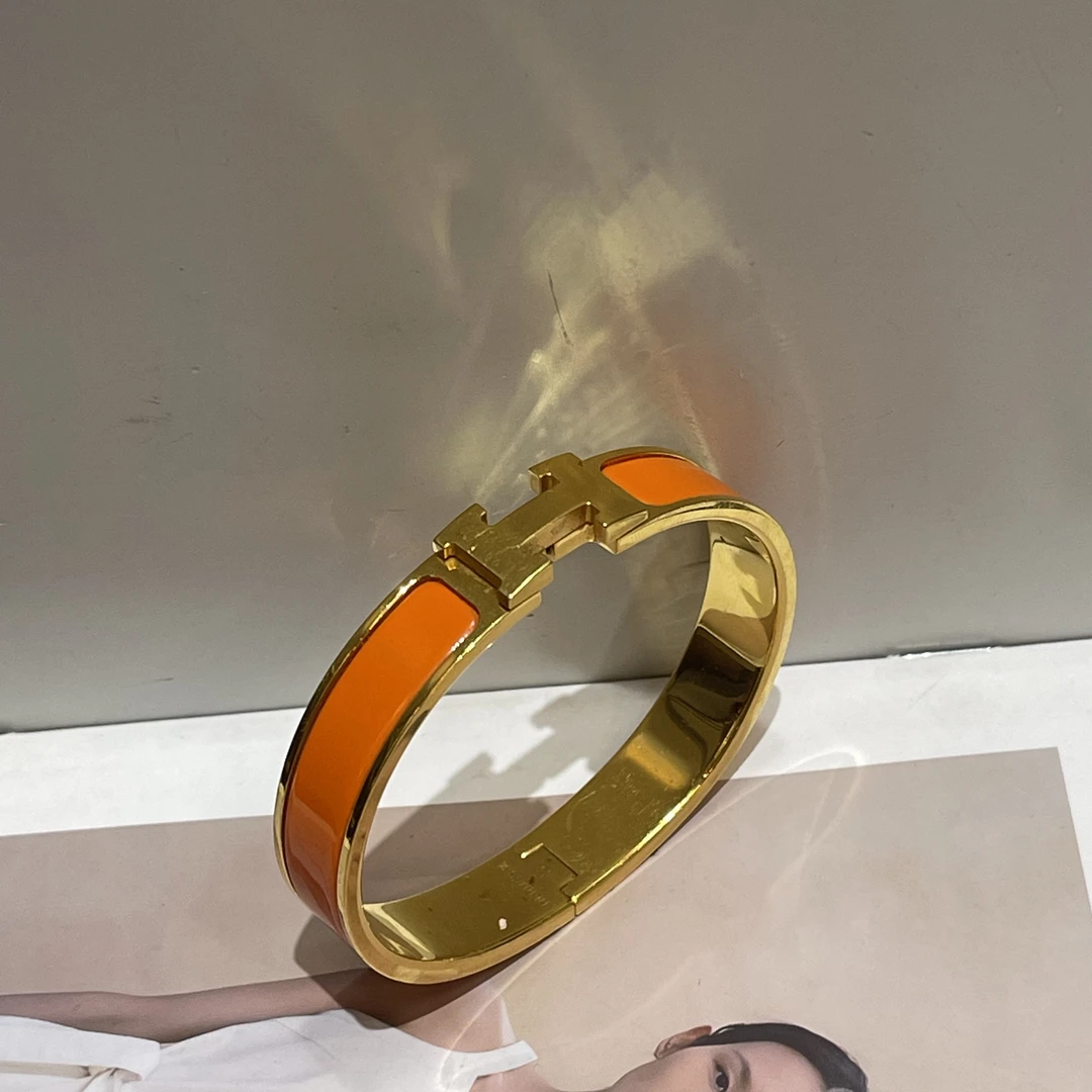 95新 Hermes/爱马仕 Hermes/爱马仕H扣窄版珐琅手镯