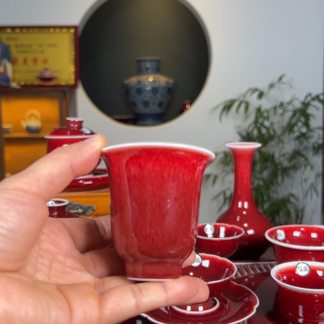 杯子景德镇原矿朗红杯