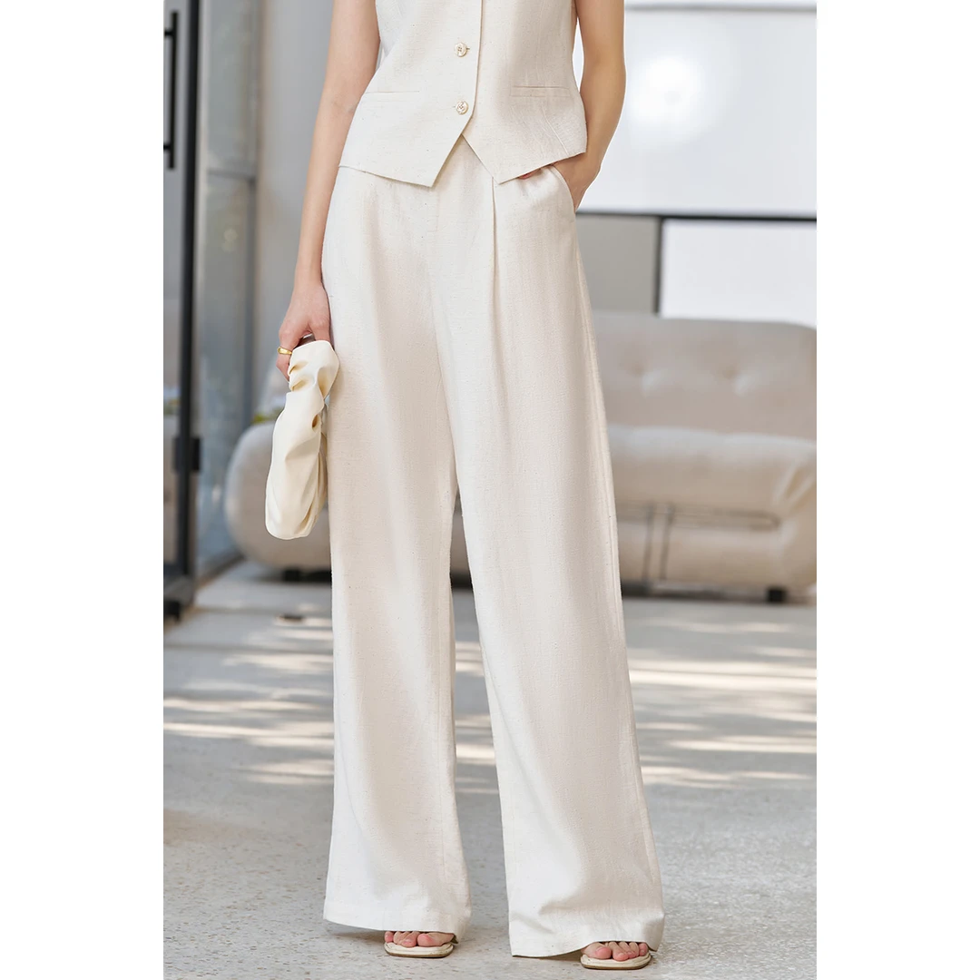 米思阳新款时尚长款休闲裤百搭宽松直筒裤女5R25AH4922