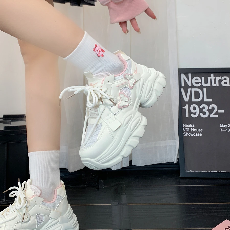 回力樱花粉蝴蝶老爹鞋女2025爆款厚底百搭鞋子女户外运动休闲鞋女