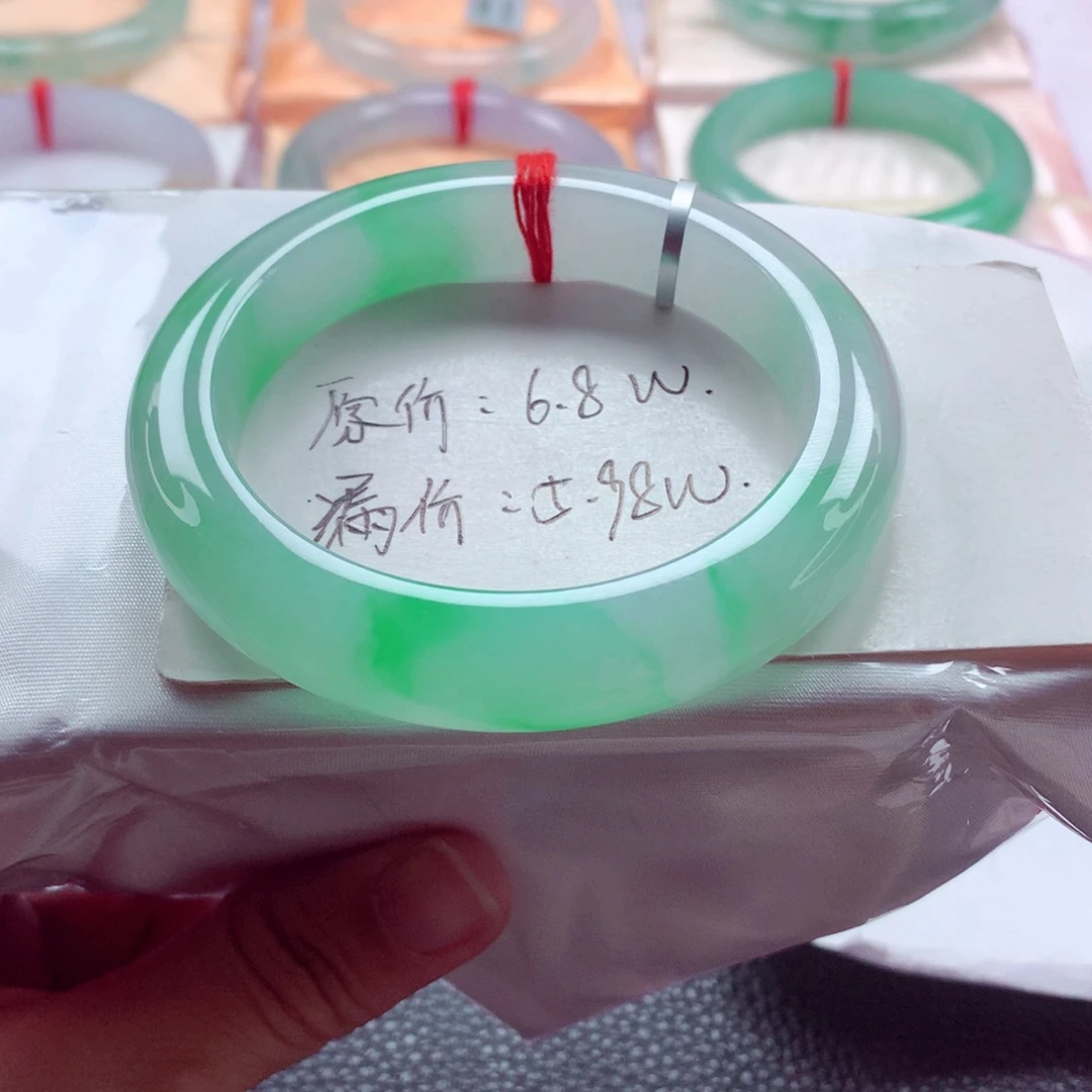 翡翠未镶嵌手镯55冰润起胶阳春白雪零毛孔完美巨漏价A