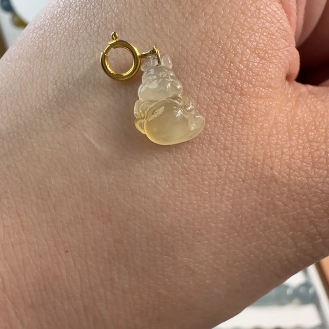 翡翠18K金镶嵌吊坠(不含链)翡翠18k吊坠