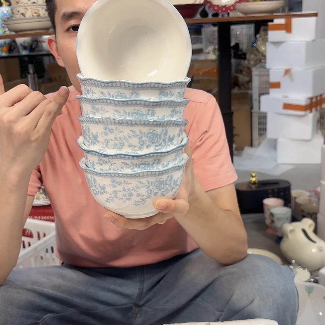 瓷微瑕陶瓷餐具釉下彩5寸