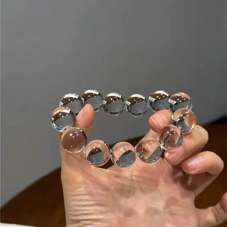 网红爆款天然全净体白水晶泡泡款手链  女款透体水晶生日礼物饰品