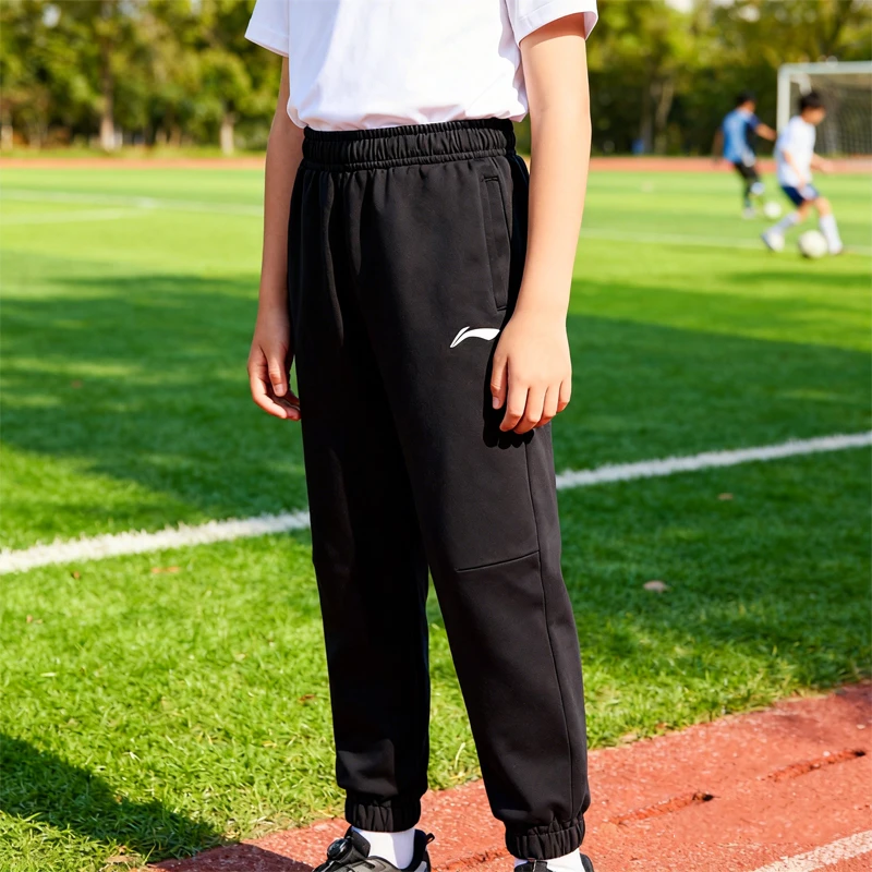 李宁运动裤男童冬篮球系列时尚宽松休闲针织运动长裤YKYT111-B品