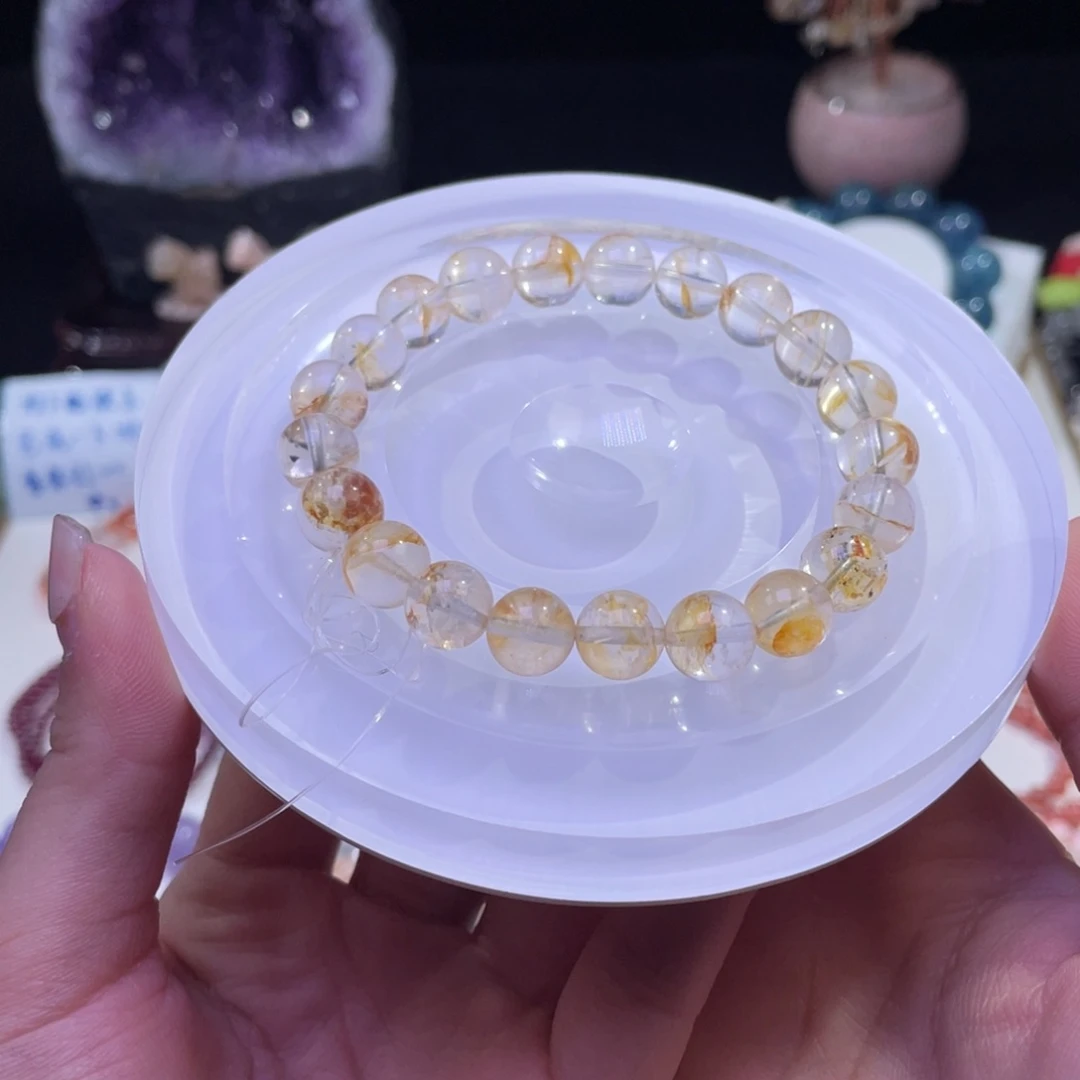 未镶嵌手链水晶金龙鱼黄胶花水晶9+