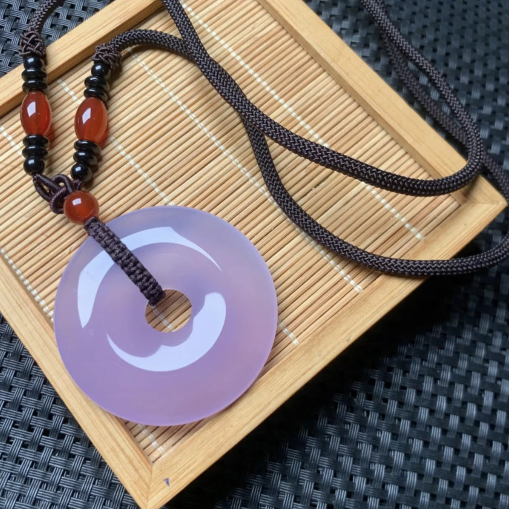 高品质紫罗兰玛瑙平安扣吊坠-尺寸约50mm