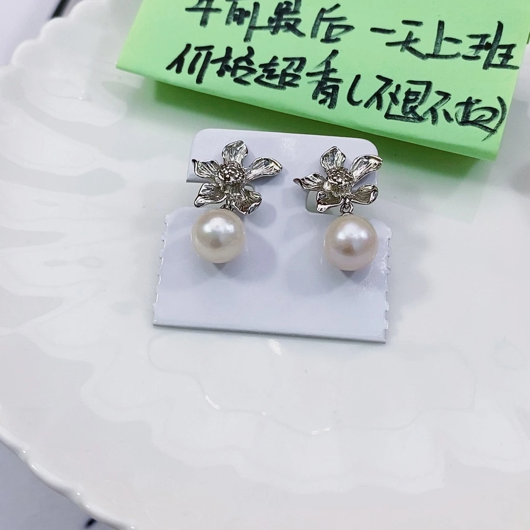 淡水珍珠特价不退换耳饰银S925镶嵌