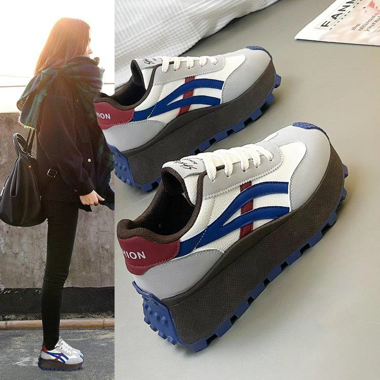 厚底运动鞋女款2025新款春秋季爆款老爹鞋小个子增高百搭休闲鞋子