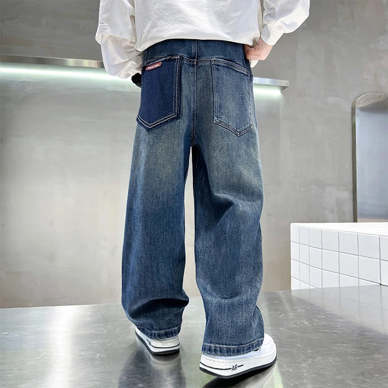 儿童装男童春装裤子长裤2025新款春秋款中大童春季男孩直筒牛仔裤