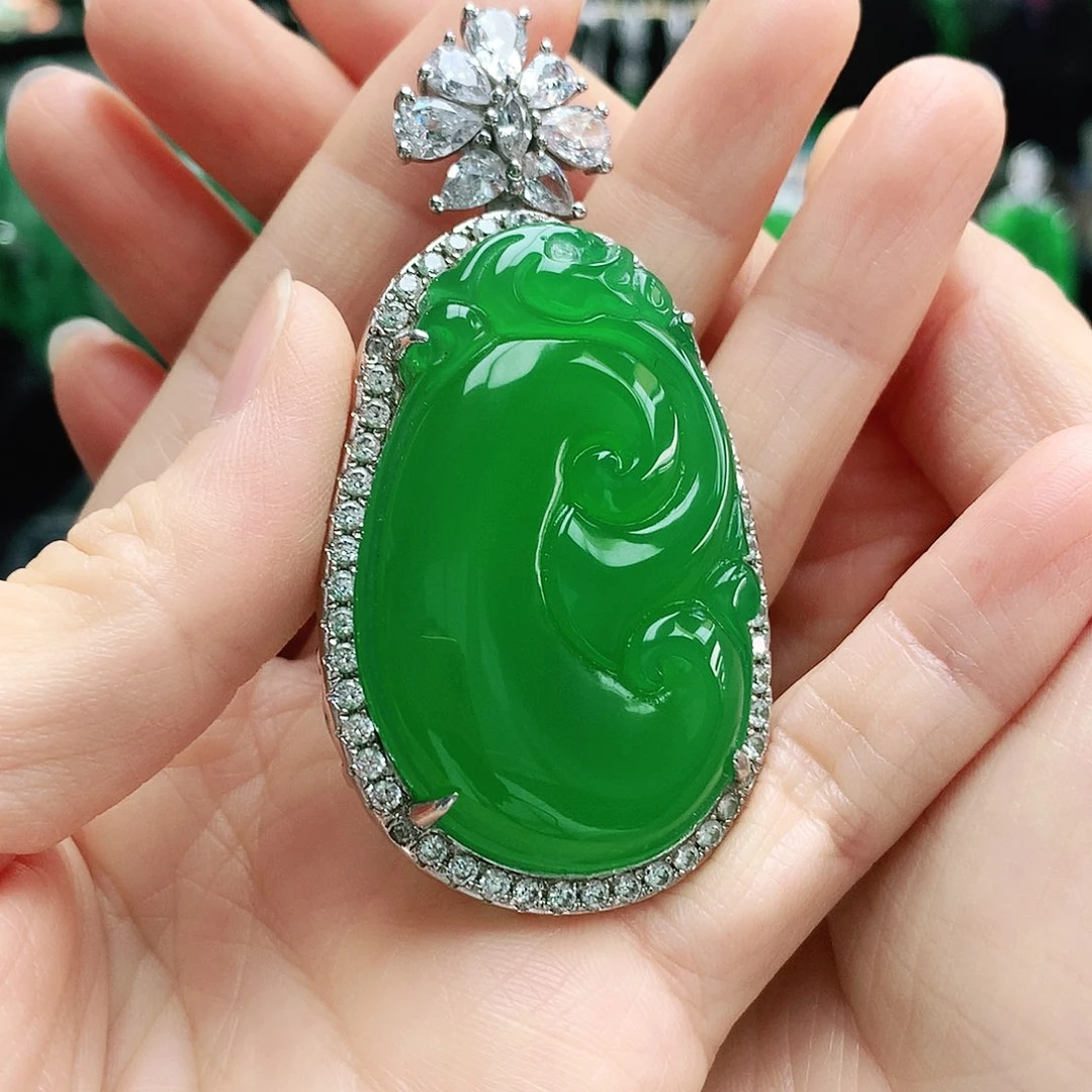 玛瑙/玉髓银S925镶嵌吊坠