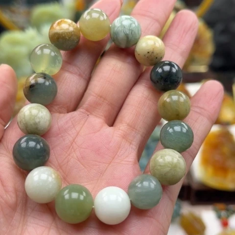 岫玉未镶嵌挂件手链