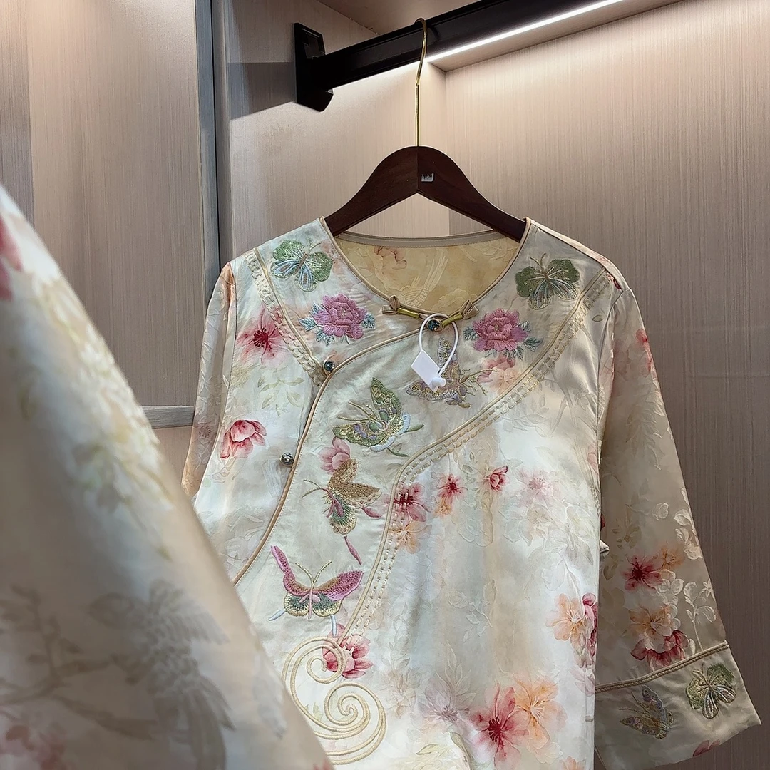 花颜月色-2025新中式中国风夏季复古改良旗袍显瘦连衣裙