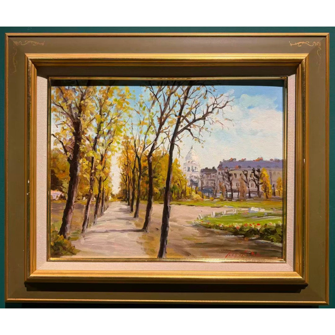 日下部宽《巴黎卢森堡公园》布面油画 外框：48×58 cm 画芯：30×40 cm