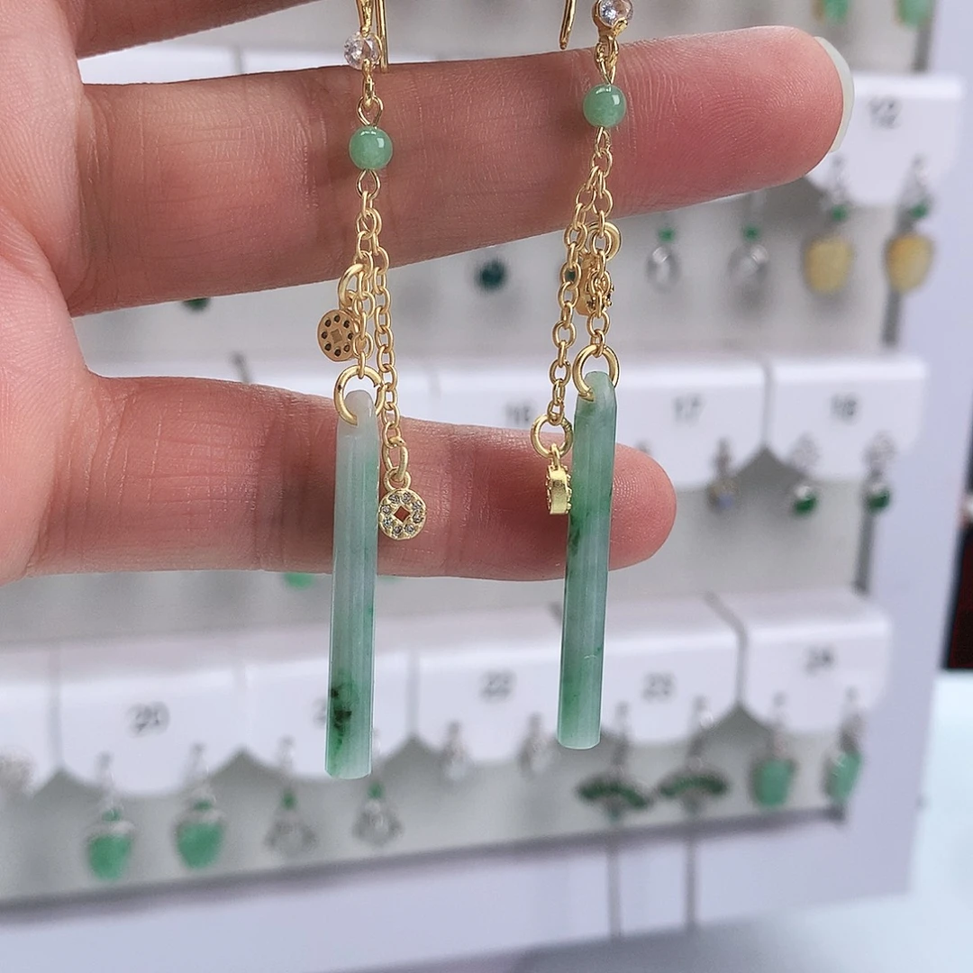 有****翡翠未镶嵌耳饰圆珠耳坠