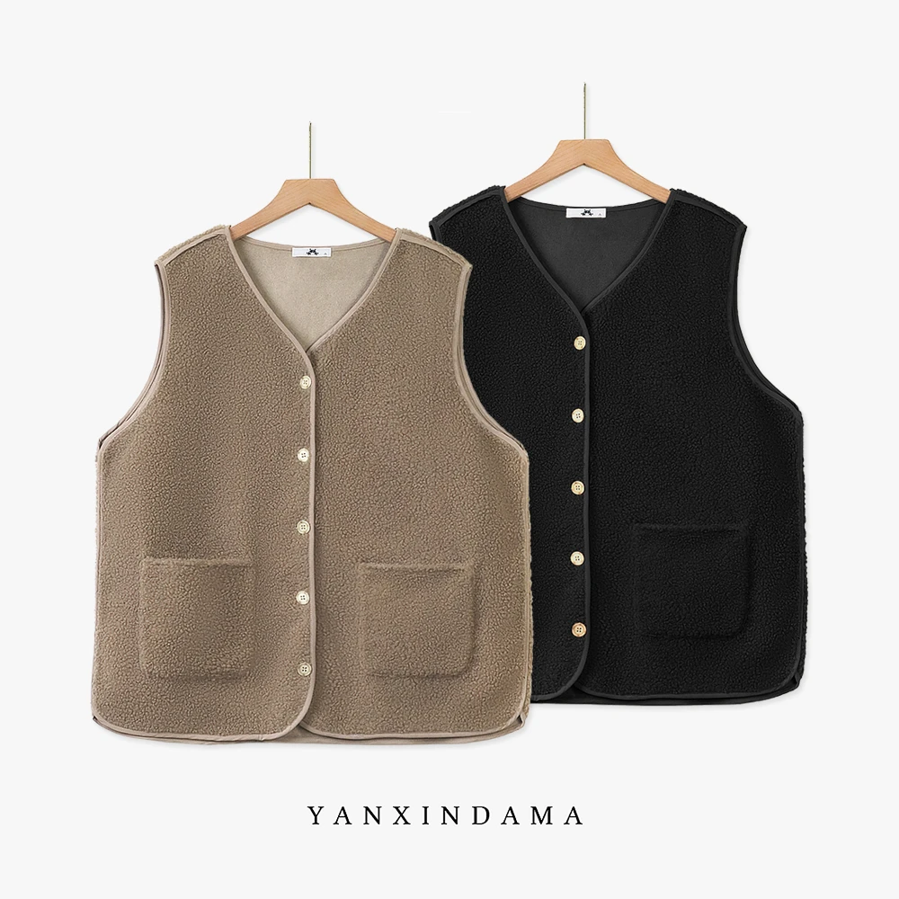 【岩心】大码女装300斤胖MM百搭新款时尚洋气时髦V领宽松马甲62671