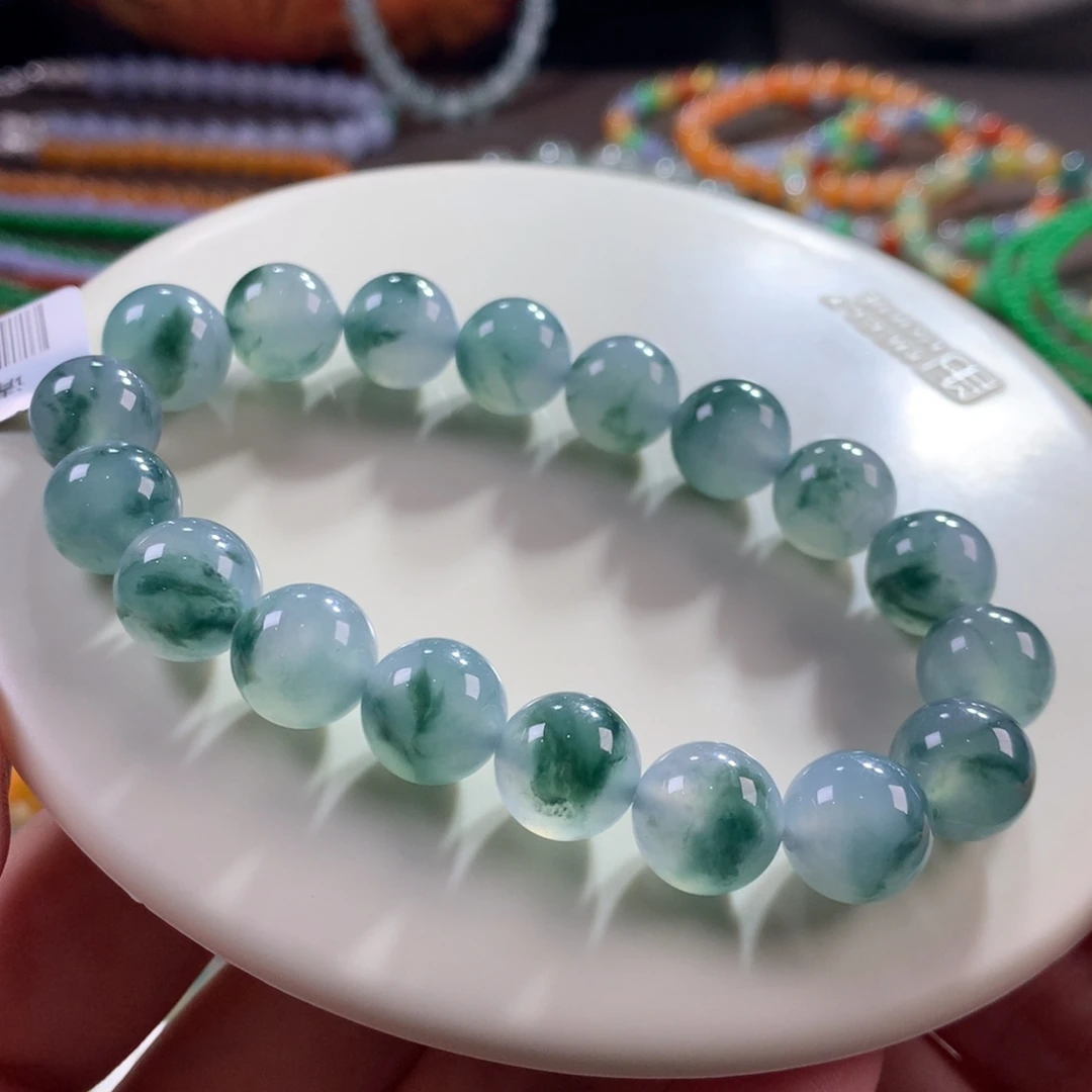 翡翠未镶嵌手链翡翠冰胶底飘绿野仙踪卡10.80+