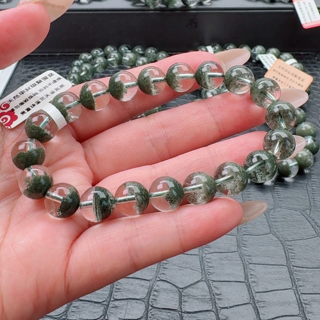 未镶嵌手链水晶绿幽灵聚宝盆毕业级9.8mm