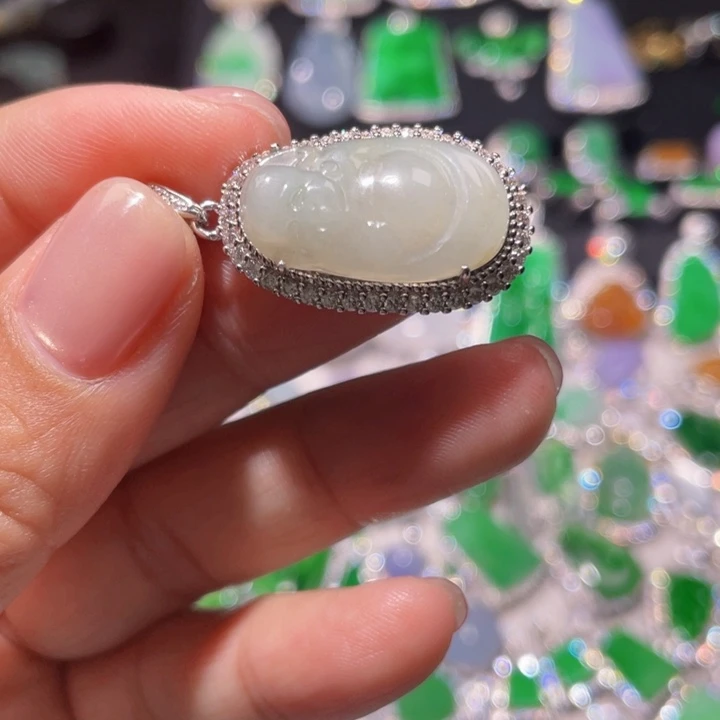 未***葵翡翠银S925镶嵌颈饰精品