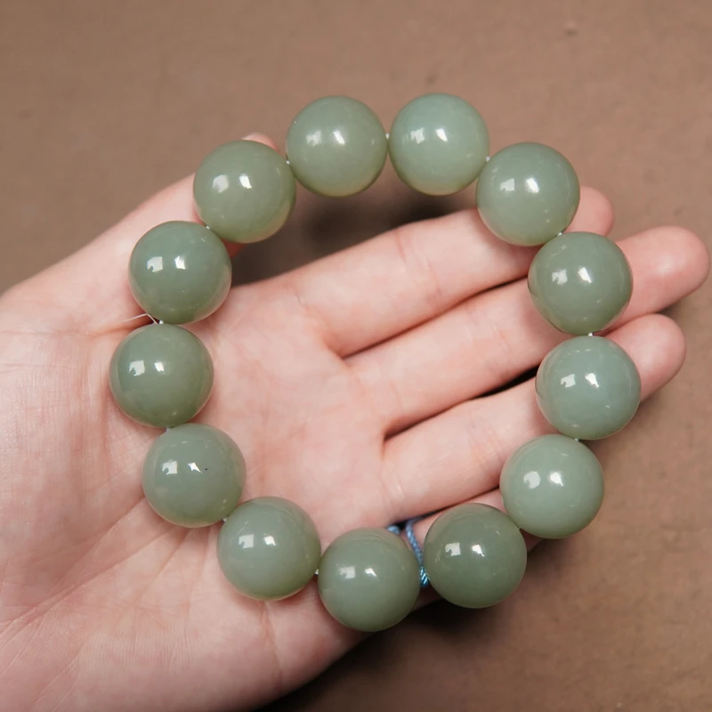 和田玉卡18mm圆珠手串#31@@QY18B0501