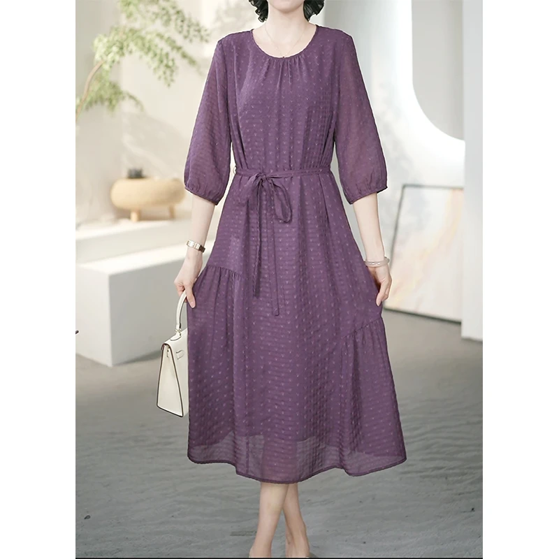 阿吉多大码连衣裙女装早秋季2025新款遮肚子显瘦气质减龄-A31559