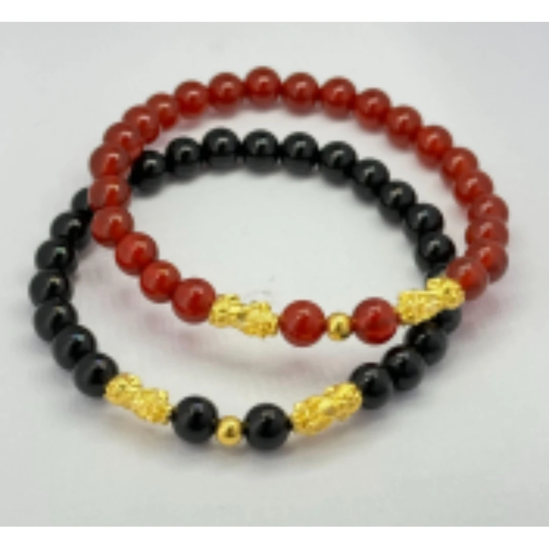 【思思专享】足金999双貔貅转运珠玛瑙手串 BP 5094