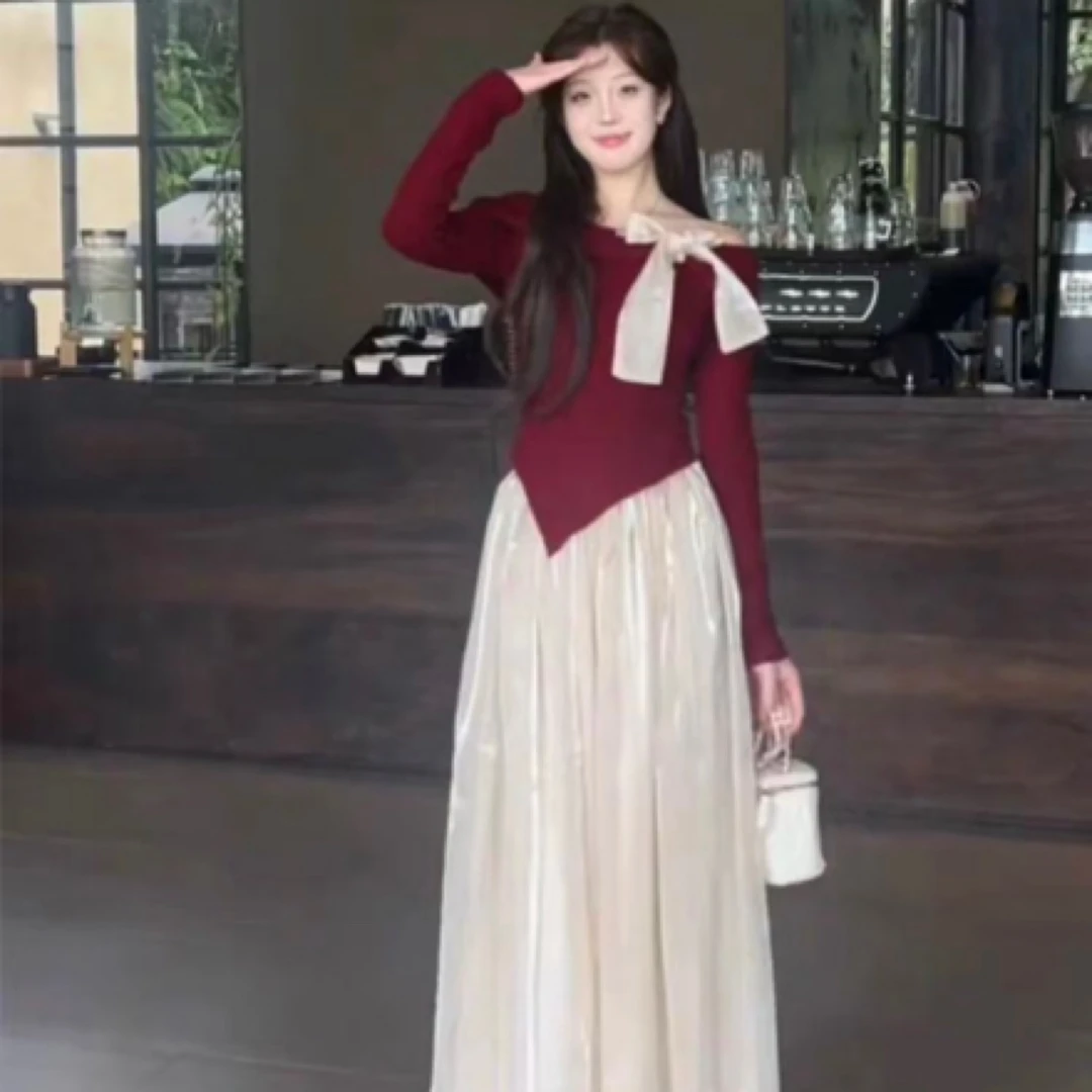 冬季圣诞蝴蝶结设计感套装-3168